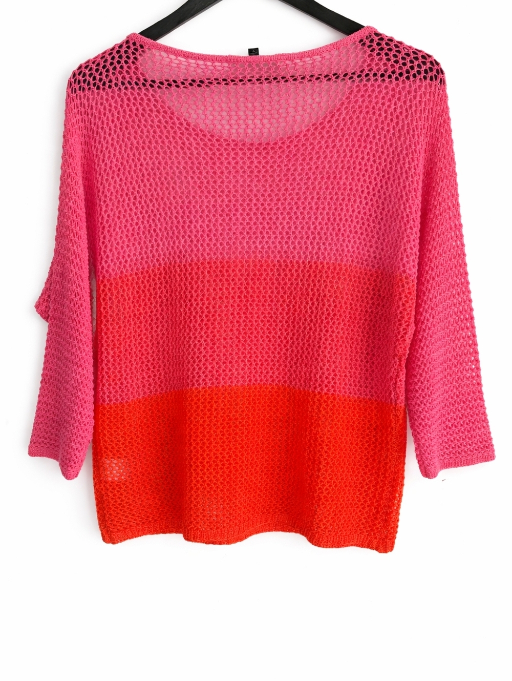 Melanie Lyne Pink & Orange Open-Knit Crochet Sweater - Size L - Picture 3 of 6